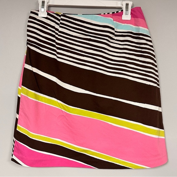 Trina Turk Colorful Retro Striped cotton / spandex  Side zipper, Mini Skirt , 2 - Picture 3 of 8